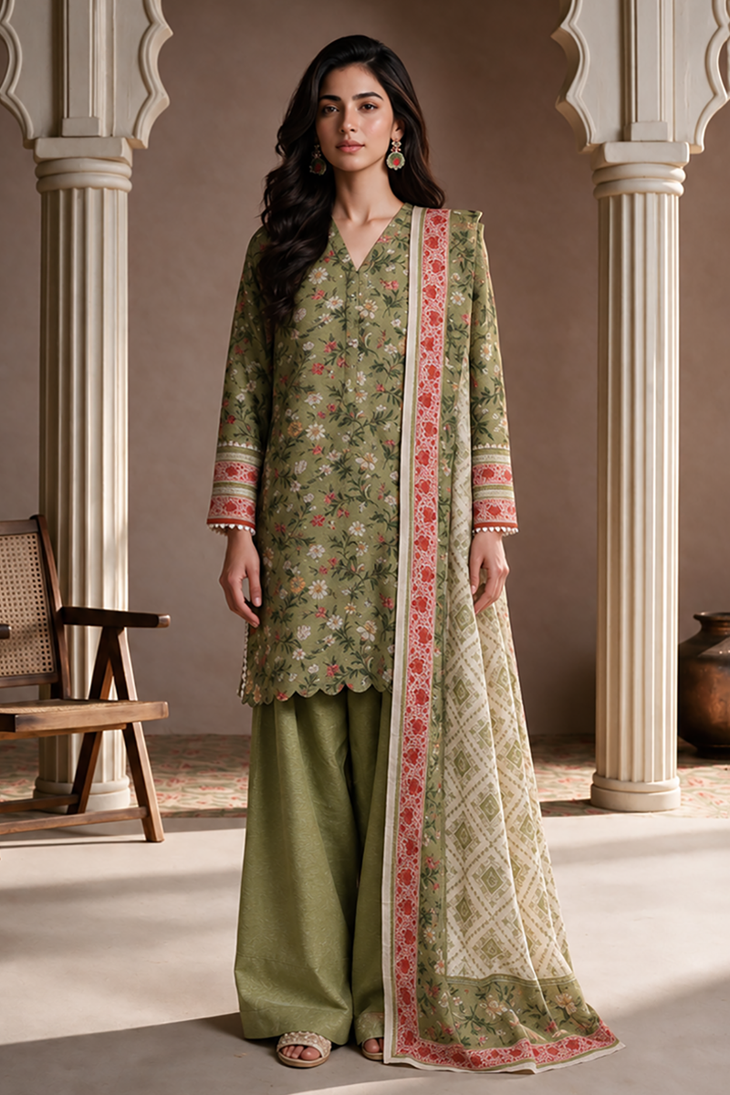 3 Piece Khaddar Suit Shirt Shalwar Dupatta By Zellbury