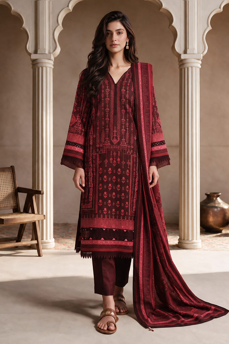 3 Piece Khaddar Suit Shirt Shalwar Dupatta By Zellbury