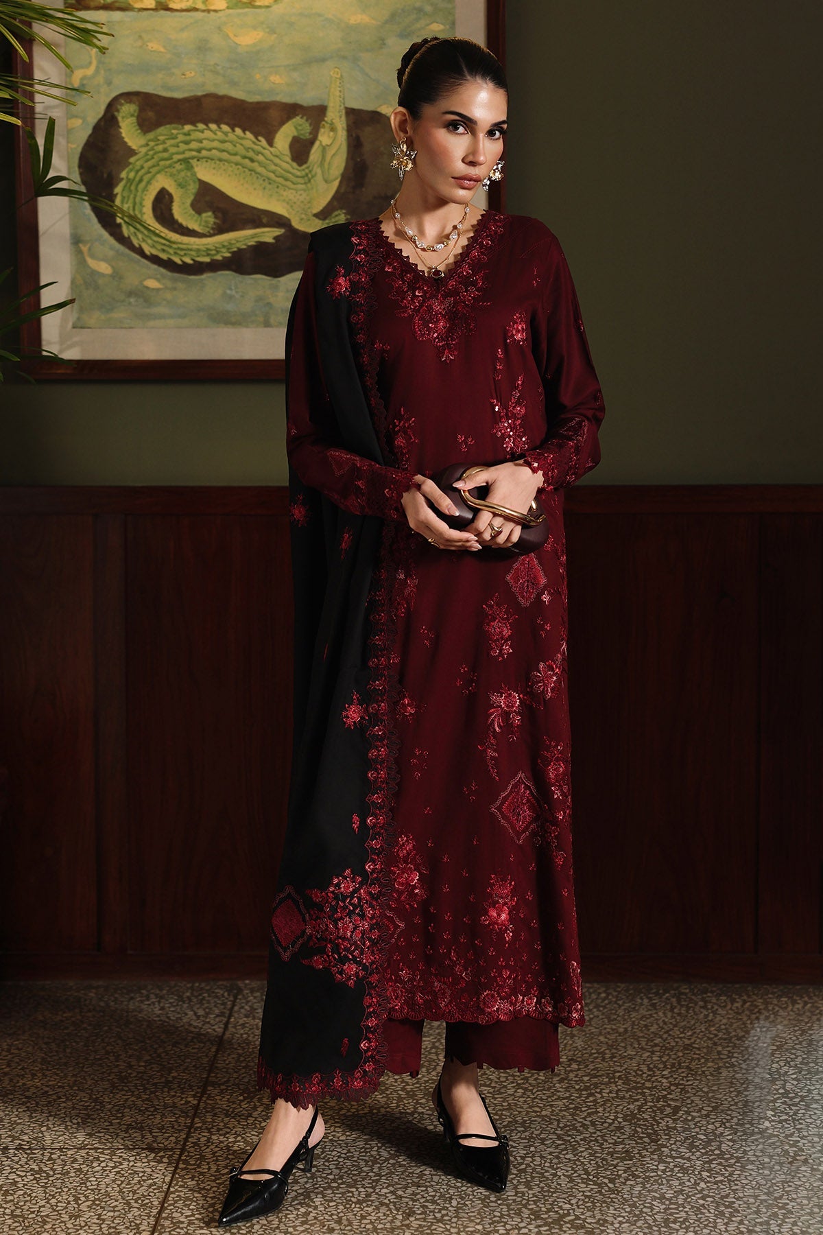 3Pc Embroidered Unstitched Suit Marina By Nureh