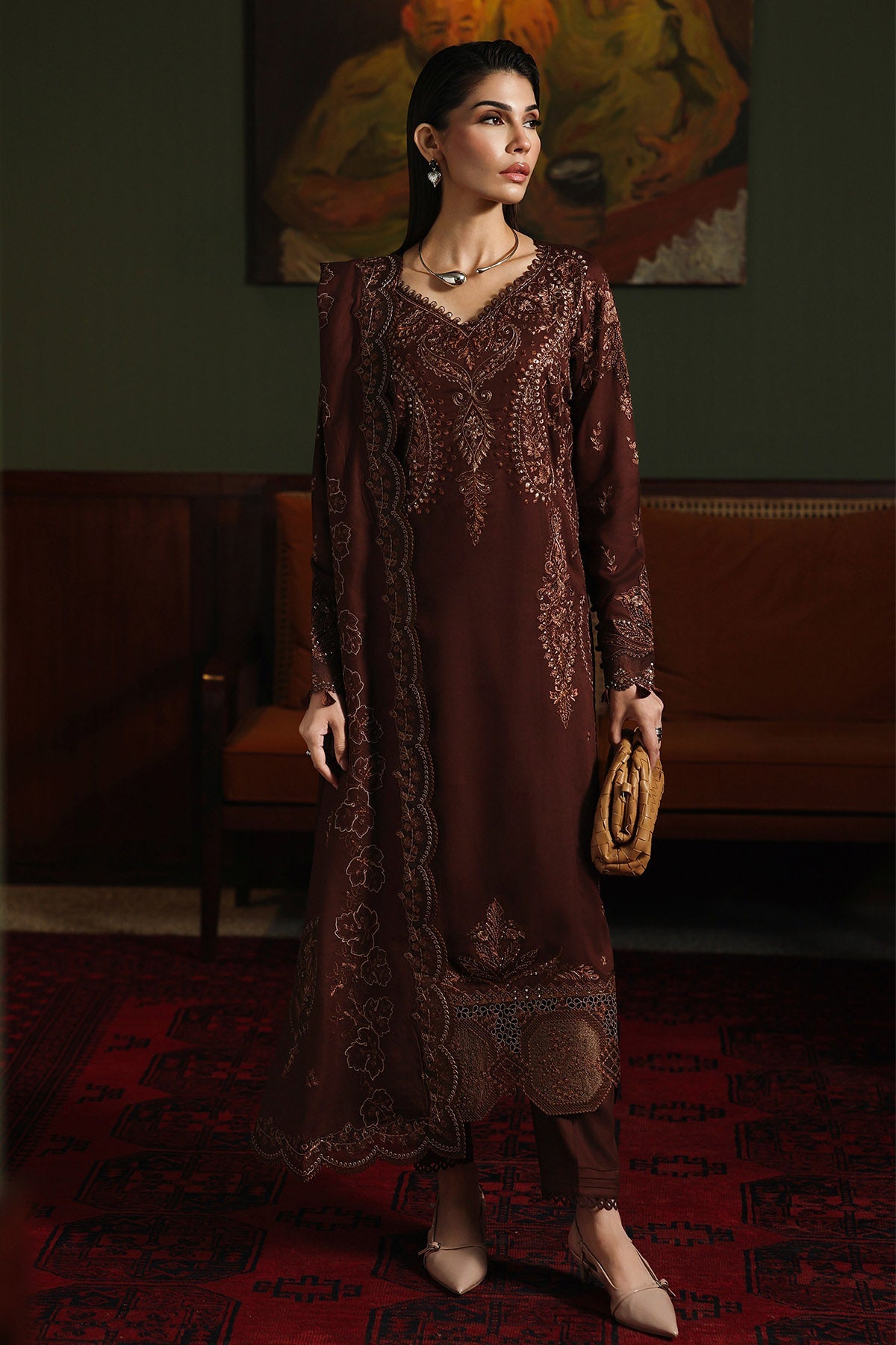 3Pc Embroidered Unstitched Suit Marina By Nureh