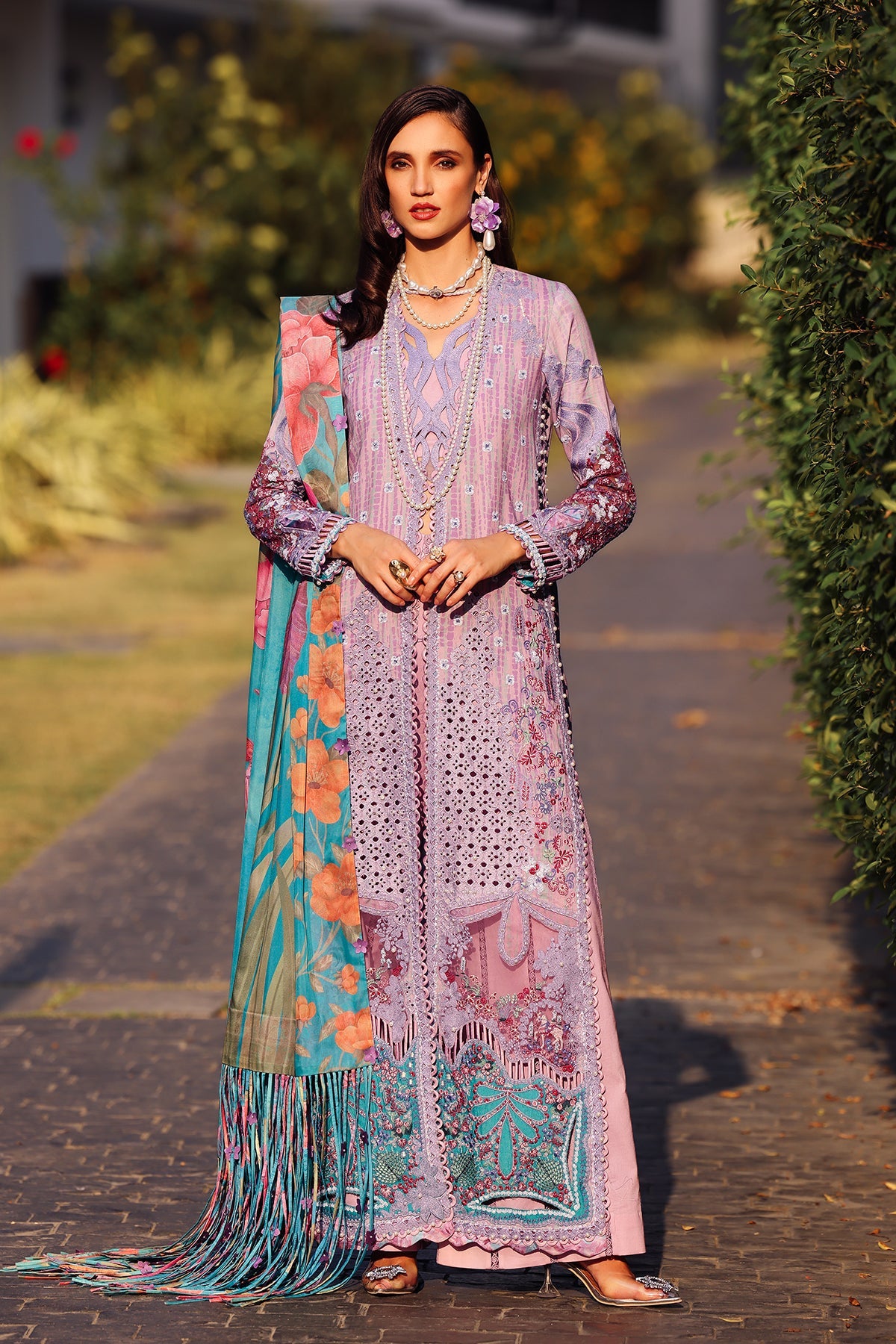3-PC Unstitched Embroidered Soft Prints By Afrozeh | Chrysa