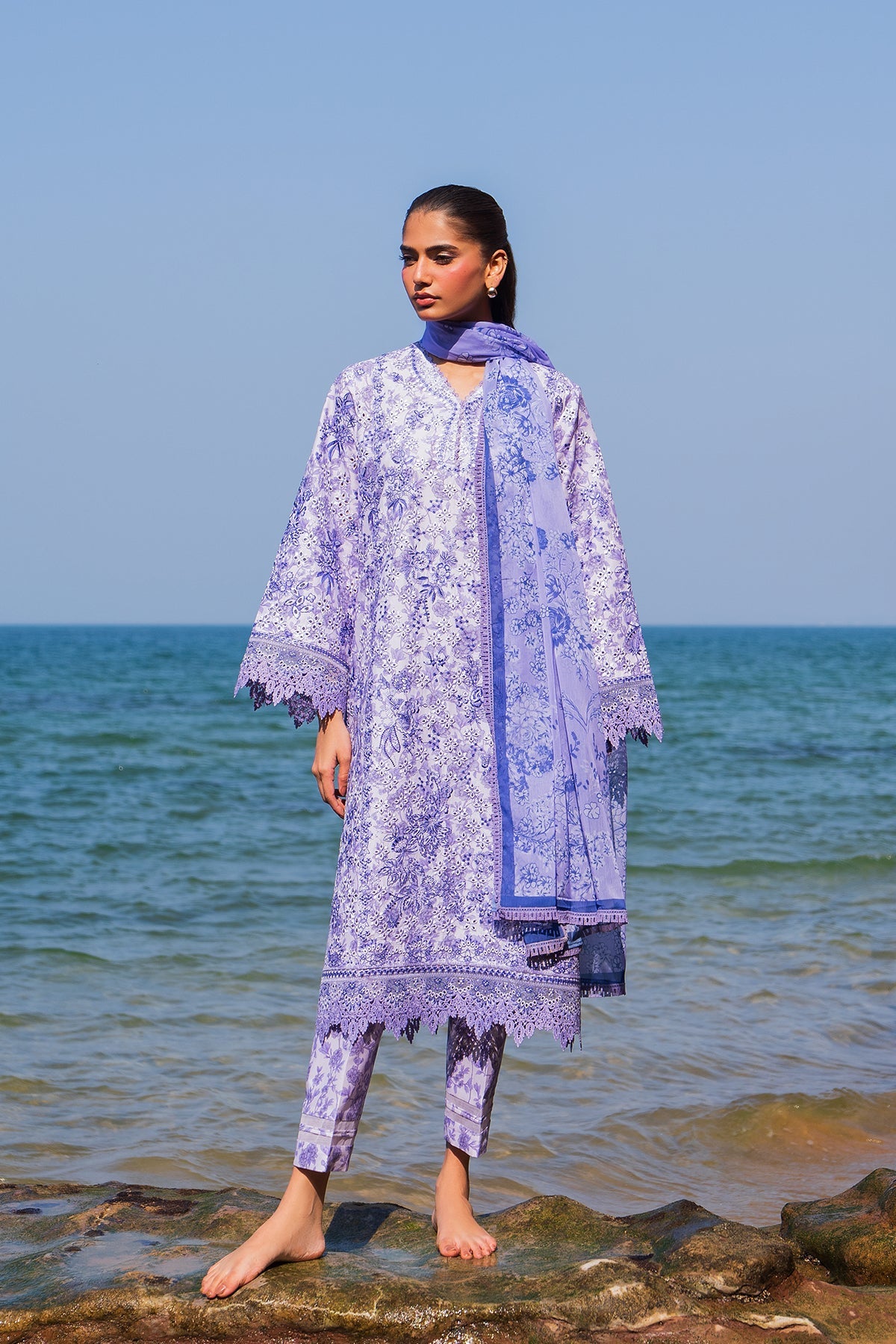 3-PC Unstitched Embroidered Soft Prints By Afrozeh | Verve