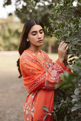 3-PC Unstitched Embroidered Digital Printed Lawn Ayzel by Afrozeh | Celine