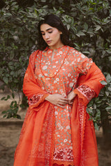 3-PC Unstitched Embroidered Digital Printed Lawn Ayzel by Afrozeh | Celine