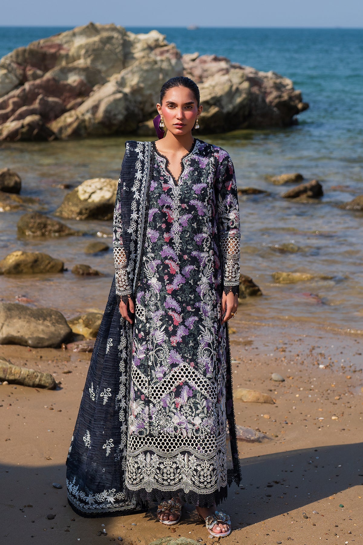3-PC Unstitched Embroidered Soft Prints By Afrozeh | Velour