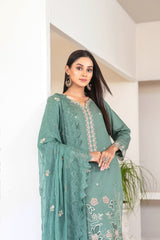 3-PC Unstitched Fancy Embroidered Viscose Najwa By Tawakkal Fabrics | D-4392