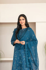 3-PC Unstitched Fancy Embroidered Viscose Najwa By Tawakkal Fabrics | D-4394