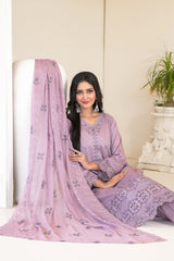 3-PC Unstitched Fancy Embroidered Viscose Najwa By Tawakkal Fabrics | D-4338
