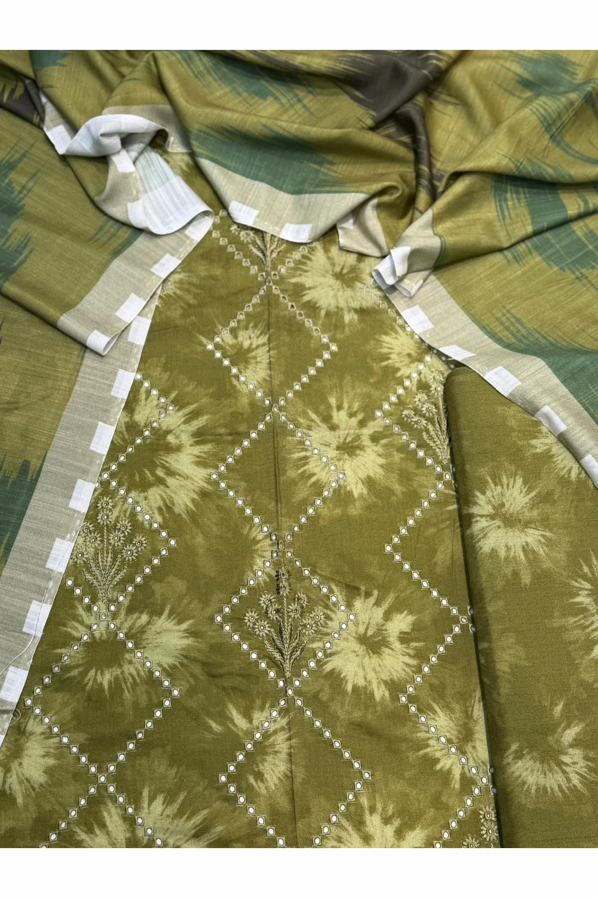 Viscose linen with shawl unstich 3pc collection