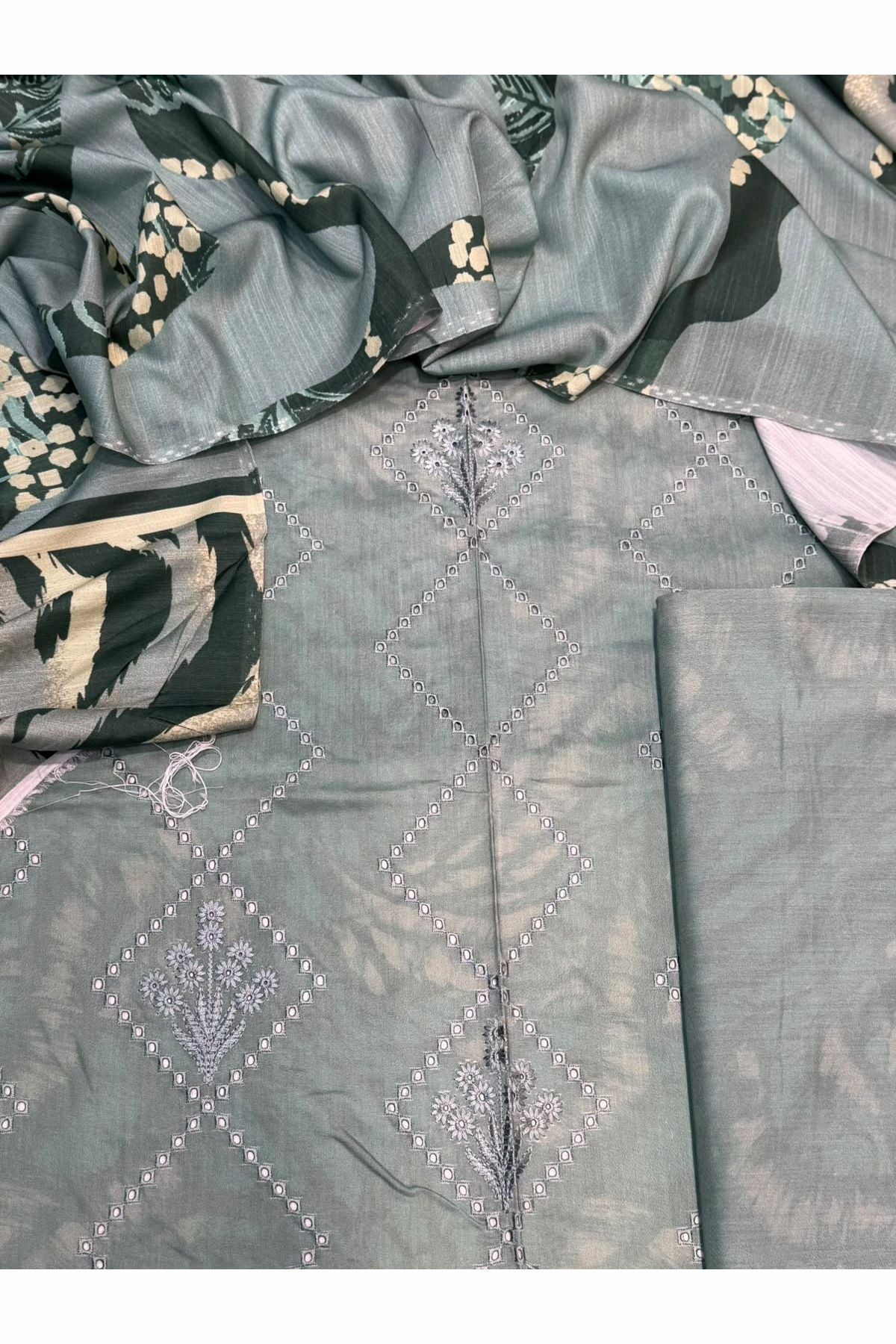 Viscose linen with shawl unstich 3pc collection