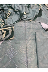 Viscose linen with shawl unstich 3pc collection