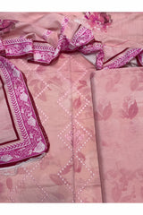 Viscose linen with shawl unstich 3pc collection