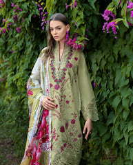 3-PC Unstitched Chikan Embroidered Lawn Hemline By Mushq | Wildflower Waltz