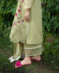 3-PC Unstitched Chikan Embroidered Lawn Hemline By Mushq | Wildflower Waltz