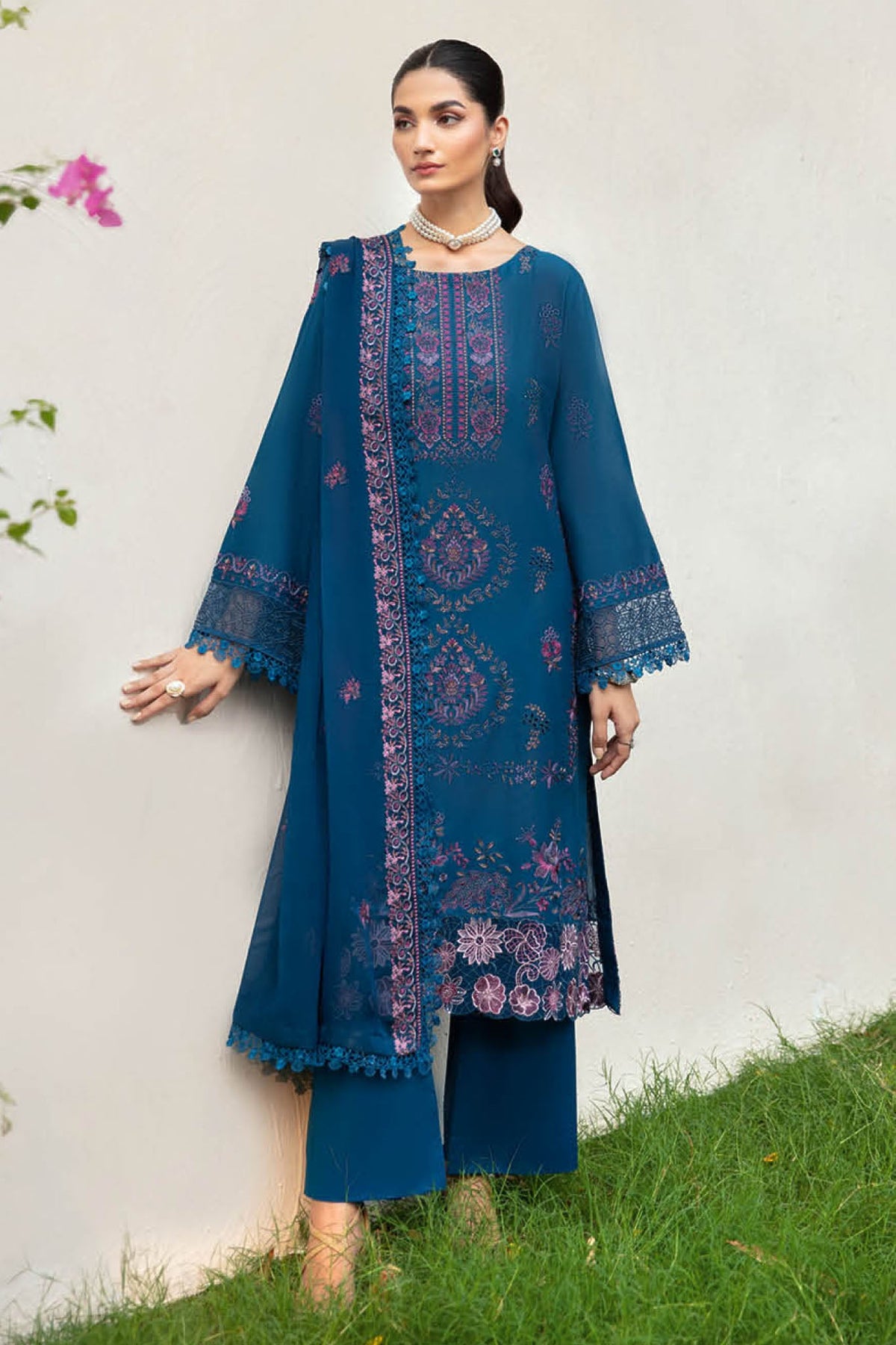 Y-1008 | 3Pc Unstitched Suit Luxury Lawn V-10 Riwayat By Ramsha