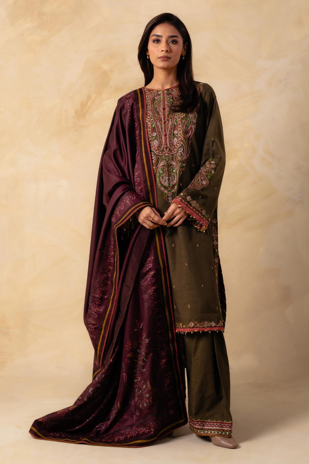 Coco By Zara Shahjahan Embroidered Khaddar-D2A-3Piece