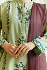 Pearl-3B | 3Pc Unstitched Suit Winter Embroidered Khaddar Coco By Zara Shahjahan