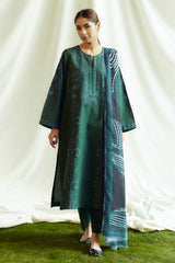 Peridot-5B | 3Pc Unstitched Suit Winter Embroidered Khaddar Coco By Zara Shahjahan