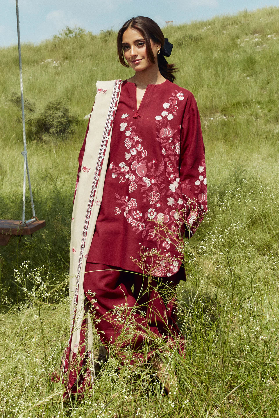 Onyx-7A | 3Pc Unstitched Suit Winter Embroidered Khaddar Coco By Zara Shahjahan