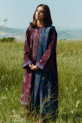 Amethyst-8A | 3Pc Unstitched Suit Winter Embroidered Khaddar Coco By Zara Shahjahan