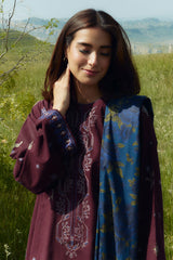 Amethyst-8A | 3Pc Unstitched Suit Winter Embroidered Khaddar Coco By Zara Shahjahan