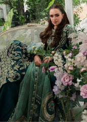 Alif By AJR Couture Embroidered Organza Suits Unstitched 4 Piece AJR23AL-LW LWF-02-23 Teal - Luxury Wedding Collection