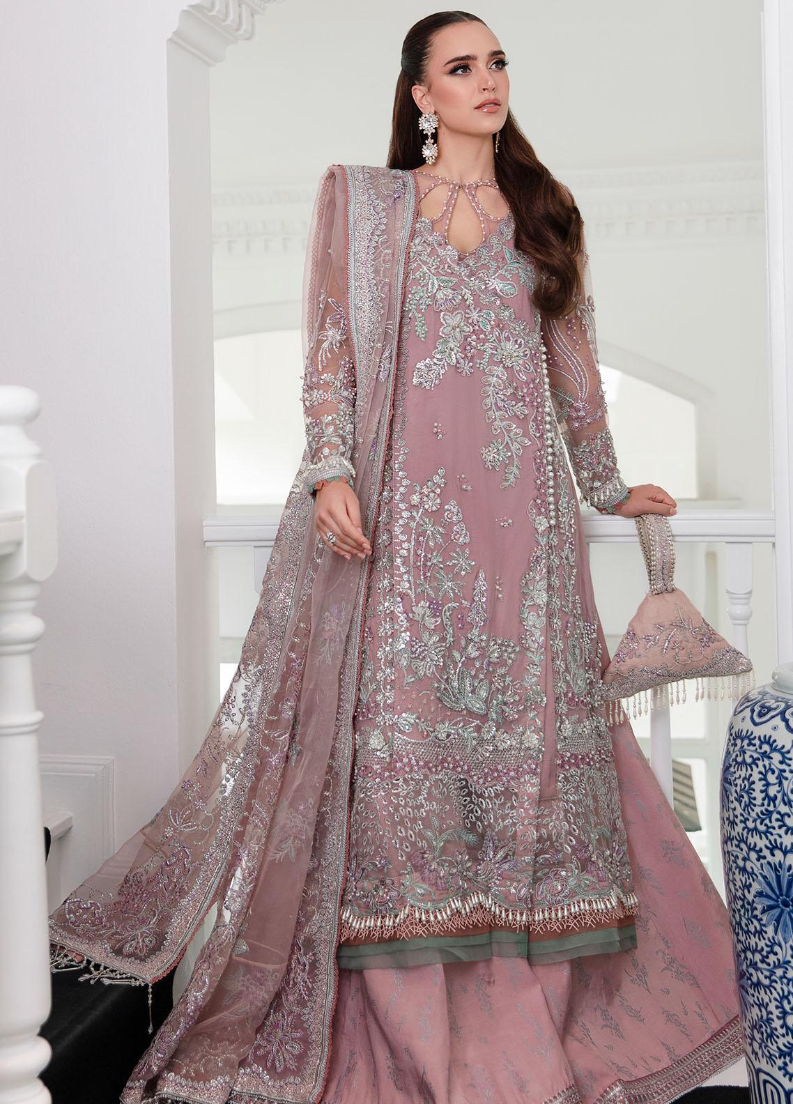 Alif By AJR Couture Embroidered Net Suits Unstitched 4 Piece AJR23AL-LW LWF-05-23 Violet - Luxury Wedding Collection