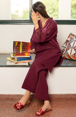 2-PC Stitched Cotton Lawn College Diaries By Casual lite | Maroon Farewell Feels