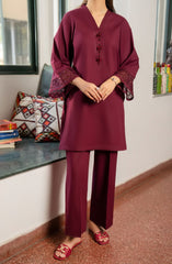 2-PC Stitched Cotton Lawn College Diaries By Casual lite | Maroon Farewell Feels