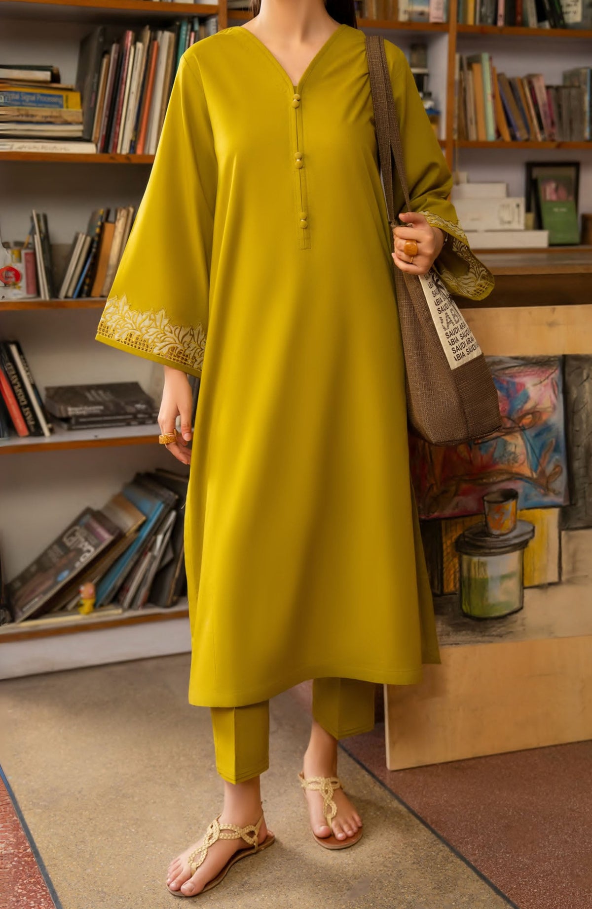 2-PC Stitched Cotton Lawn College Diaries By Casual lite | Green Freshers Hope