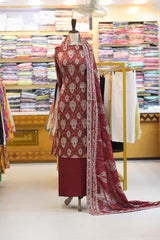 3-PC Unstitched Embroidered Lawn With Printed Banarsi & Chiffon Dupatta | BC-2