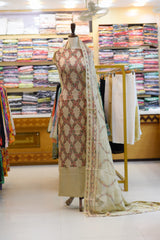 3-PC Unstitched Embroidered Lawn With Printed Banarsi & Chiffon Dupatta | BC-3