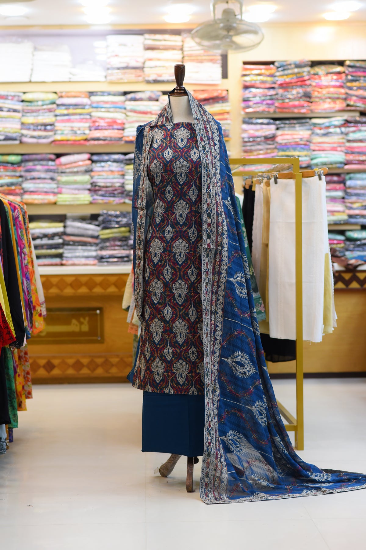 3-PC Unstitched Embroidered Lawn With Printed Banarsi & Chiffon Dupatta | BC-5