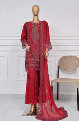 CR 28 - Red | 3Pc Stitched Suit Embroidered Chiffon Festive Collection Afsanay by Sadabahar