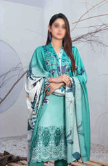 D-1283 | 3Pc Unstitched Suit Laserkari Embroidered Serwa By Tawakkal Fabrics