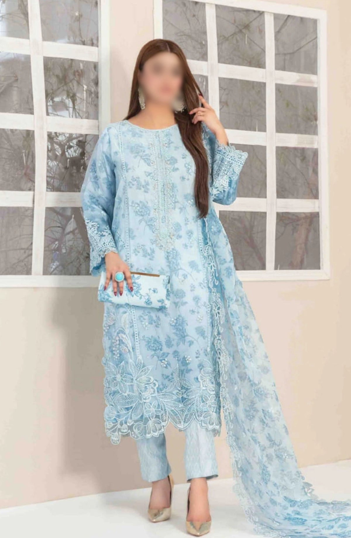 D-3359 | 3Pc Stitched Suit Embroidered Fancy Organza Collection Jahira By Tawakkal Fabrics