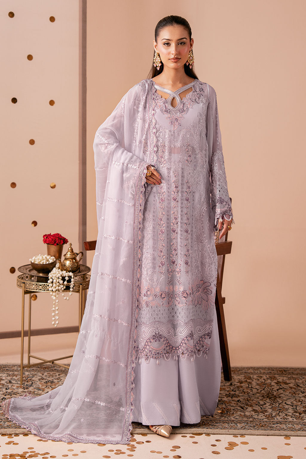 3-PC Unstitched Sequins Embroidered Chiffon & Raw Silk DASTAK By Ramsha