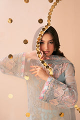 3-PC Unstitched Sequins Embroidered Chiffon & Raw Silk DASTAK By Ramsha