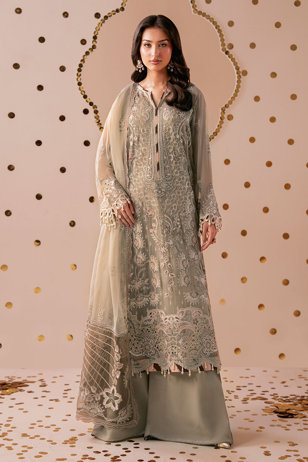 3-PC Unstitched Sequins Embroidered Chiffon & Raw Silk DASTAK By Ramsha