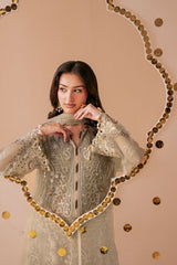 3-PC Unstitched Sequins Embroidered Chiffon & Raw Silk DASTAK By Ramsha