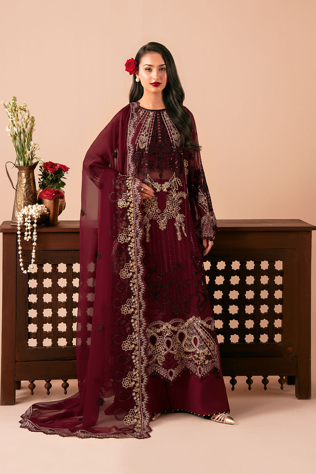 3-PC Unstitched Sequins Embroidered Chiffon & Raw Silk DASTAK By Ramsha