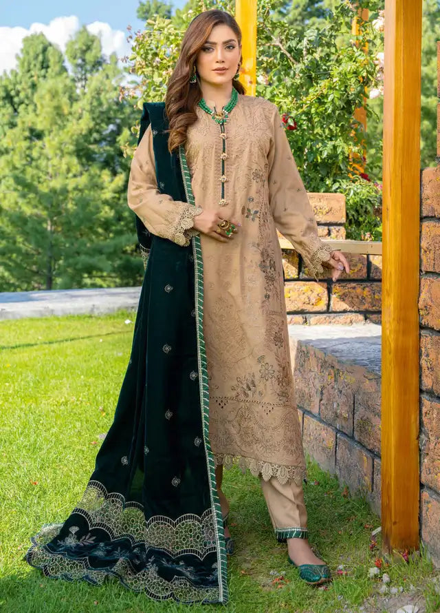 D-03 | 3Pc Unstitched Embroidered Wool Suit Winter Collection Destiny By Riaz Arts