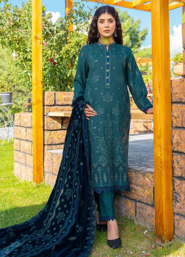 D-04 | 3Pc Unstitched Embroidered Wool Suit Winter Collection Destiny By Riaz Arts