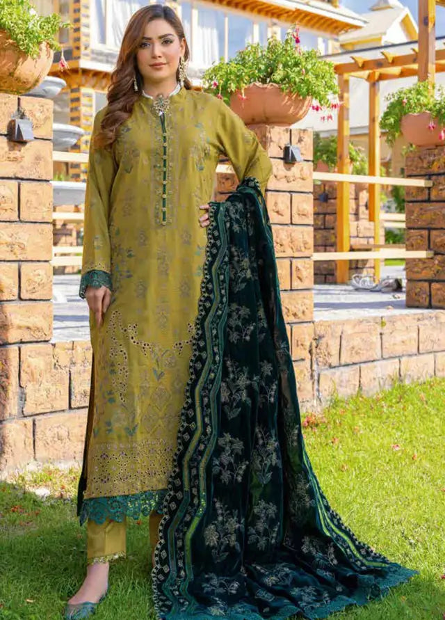 D-06 | 3Pc Unstitched Embroidered Wool Suit Winter Collection Destiny By Riaz Arts