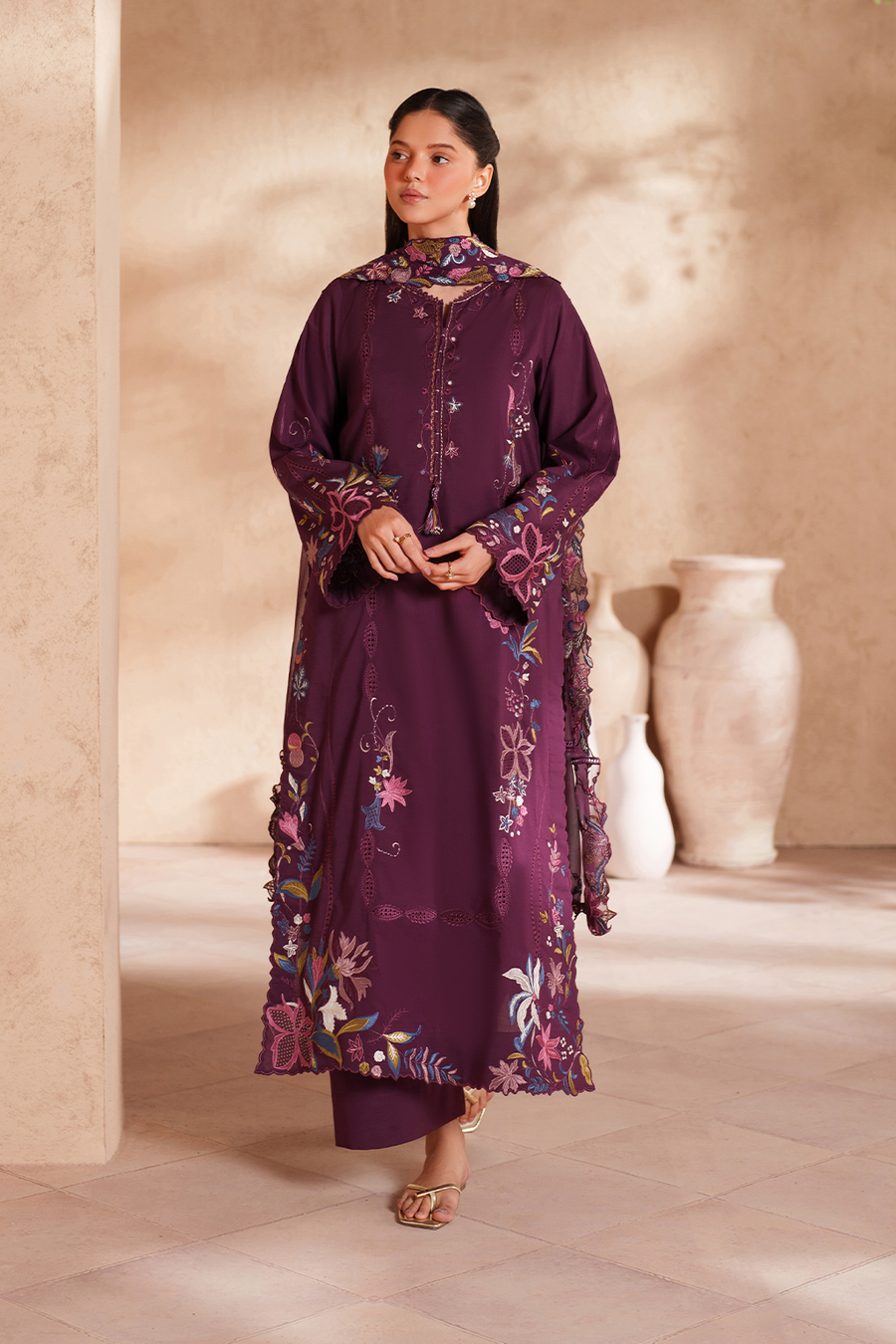 3-PC Unstitched Embroidered Textured EId Lawn By Iznik | EL-03