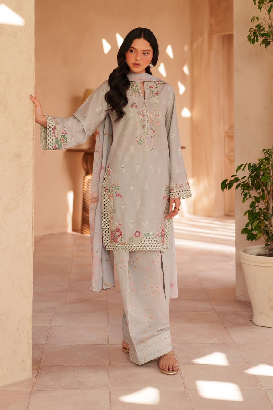 3-PC Unstitched Embroidered Textured EId Lawn By Iznik | EL-12