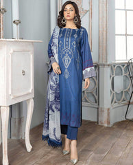 WP 263 Unstitched Viscose Slub Embroidered - 3PC - Muskari By Wania