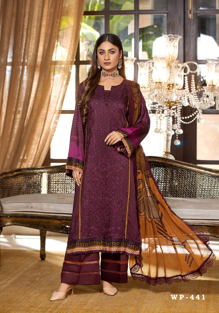 WP 441 Unstitched Viscose Print Embroidered - 3PC - Passion By Wania