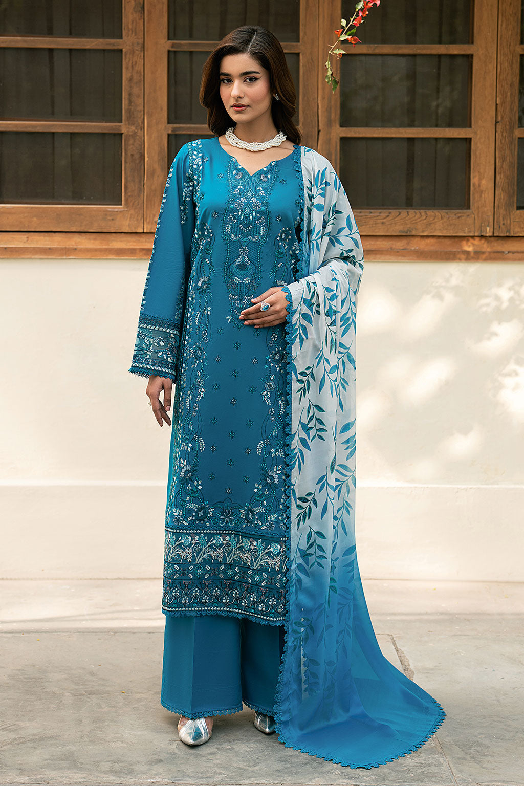 3-PC Unstitched Embroidered Lawn Ghazal By Ramsha | G-702