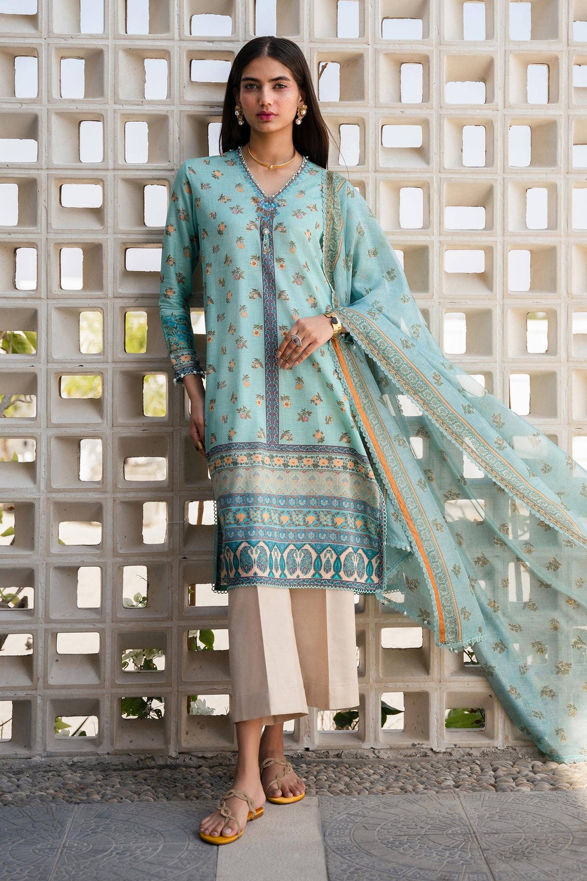 H241-17B- 3Pc - Unstitched Fabric Mahay Lawn By Sana Safinaz